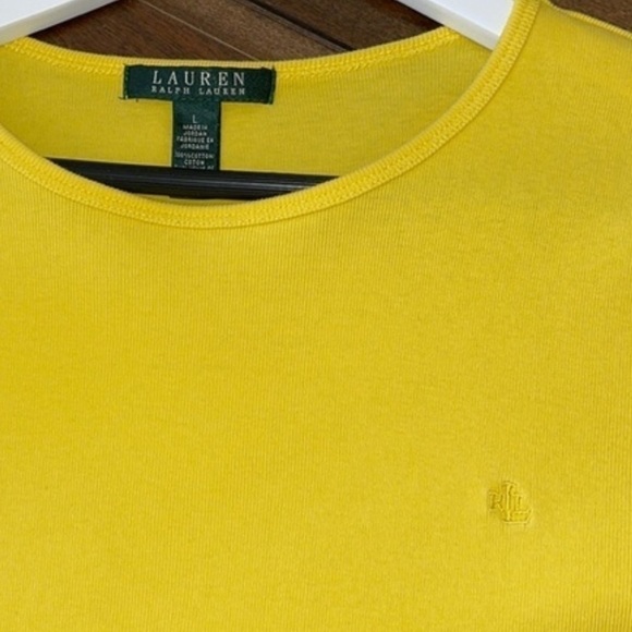 Lauren Ralph Lauren Yellow signature Logo Long Sleeve Crew T Shirt Sz. L - Picture 4 of 6